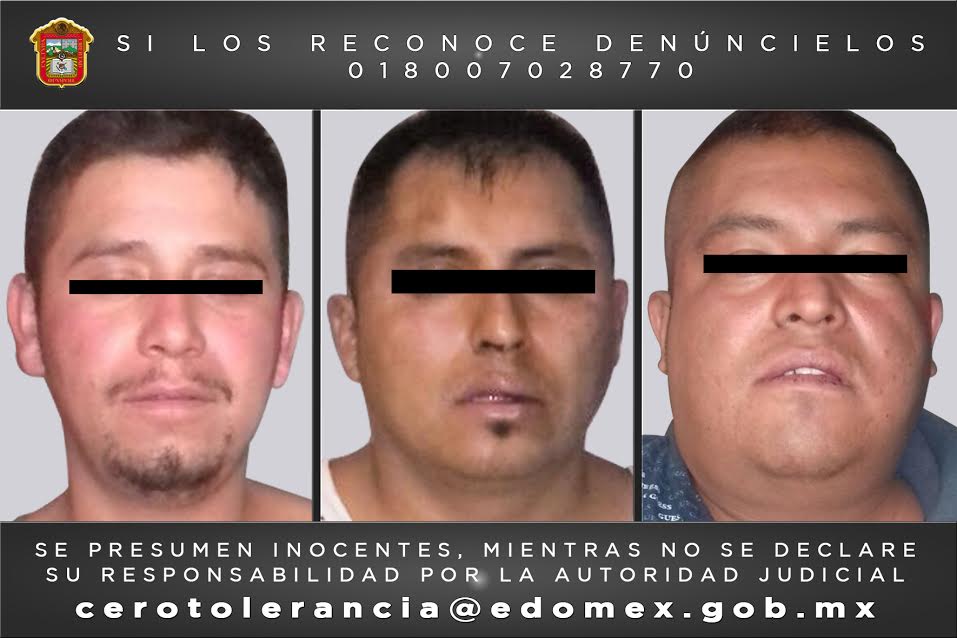 Son identificados como Oscar "N", de 31 años de edad; Francisco "N", de 27 años, y Octavio "N", de 30 años.