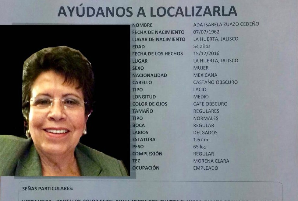 El 15 de diciembre fue la última vez que se le vio con vida a Ada Isabela Zuazo Cedeño. 