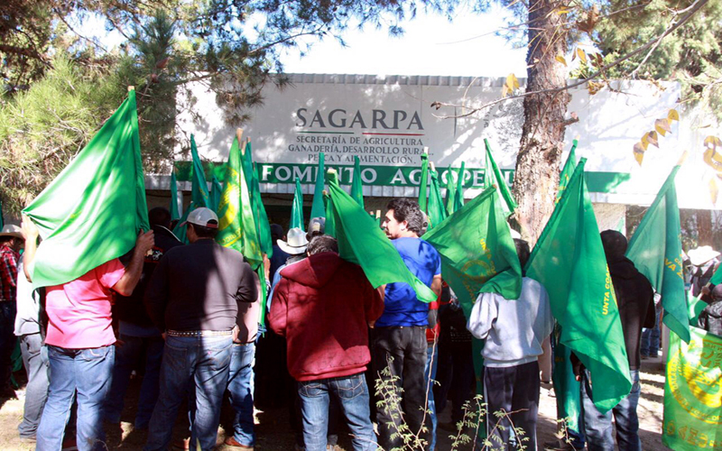 Trabajadores se manifestaron en la dirección de Ganadería de Sagarpa de Saltillo.