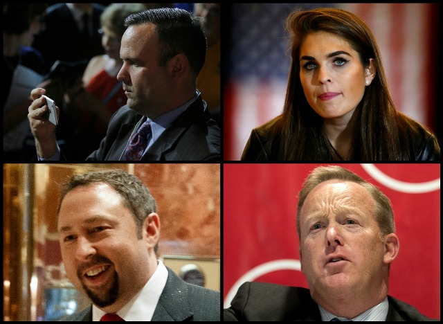 Dan Scavino, Hope Hicks, Jason Miller y Sean Spicer son los nuevos integrantes del equipo de prensa de Donald Trump.