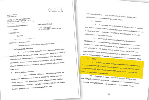 Portada y página 20 del documento público del Departamento de Justicia de Estados Unidos.