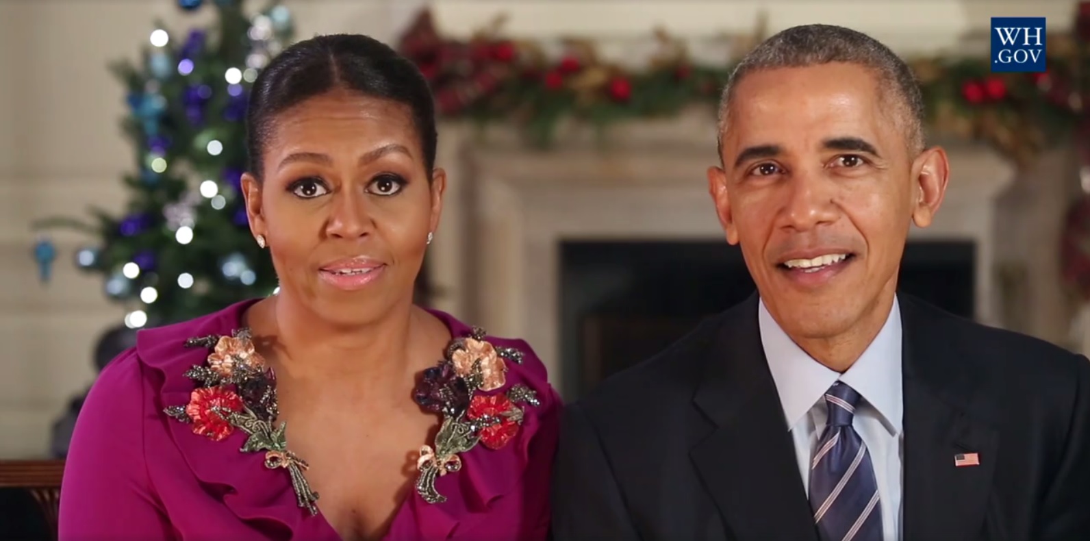 Michelle y Barack Obama en su último mensaje de Navidad.