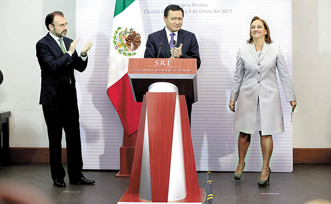 Luis Videgaray, Miguel Ángel Osorio y Claudia Ruiz Massieu. 