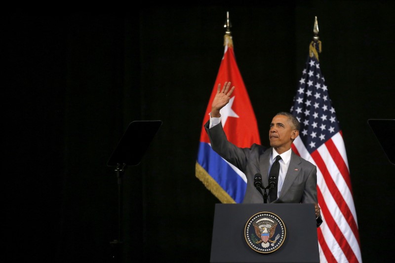 El presidente Obama durante su discurso, 22 de marzo de 2016 en La Habana.