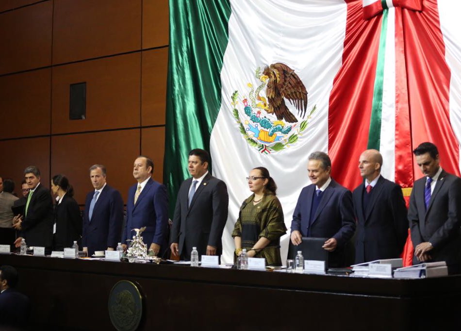 El secretario de Hacienda, José Antonio Meade; de Energía, Pedro Joaquín Coldwell y el director de Pemex, José Antonio González Anaya, comparecieron e