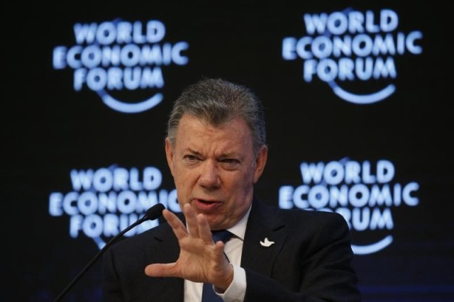 El presidente de Colombia, Juan Manuel Santos, en el Foro Económico Mundial.