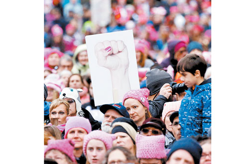 Las “pussyhats” se hicieron notar con sus gorros rosas y orejas de gato. 