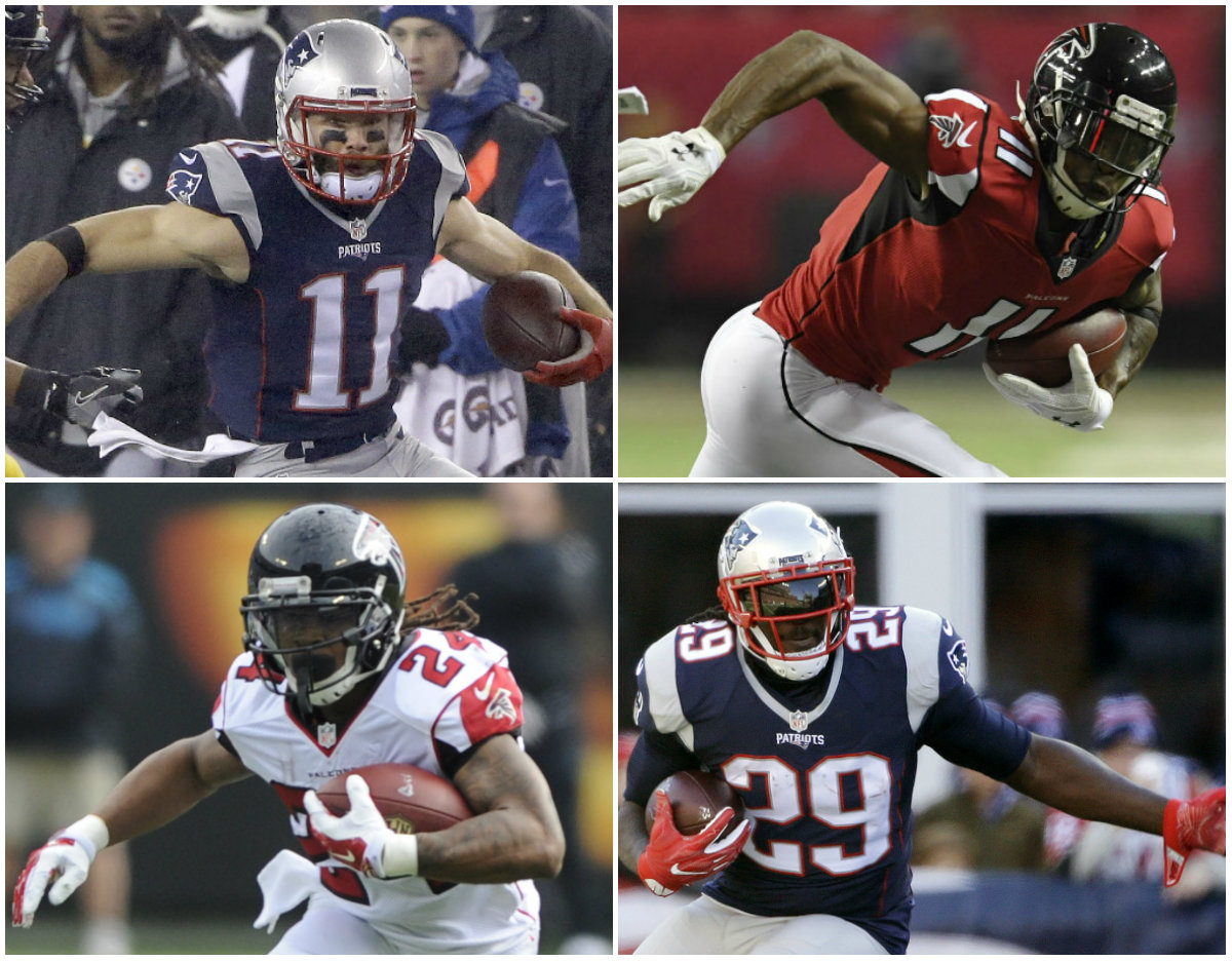 Julian Edelman, Julio Jones, Devonta Freeman y LeGarrette Blount