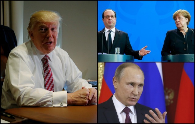 Donald Trump, presidente de EU, hablará con sus homólogos, François Hollande, Vladimir Putin y con la canciller, Angela Merkel.