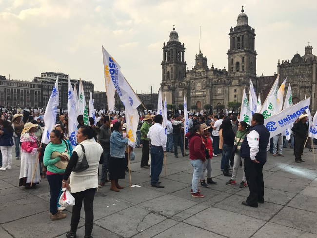 Algunos de los contingentes llegaron al Zócalo alrededor de las 16:55 de la tarde.