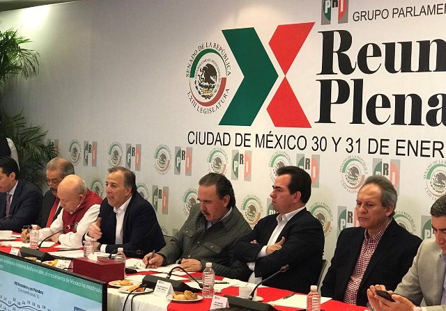 El secretario de Hacienda, José Antonio Meade, durante su participación en la Reunión Plenaria del PRI. 