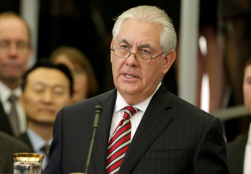 Rex Tillerson durante su primer mensaje como titular del Departamento de Estado.