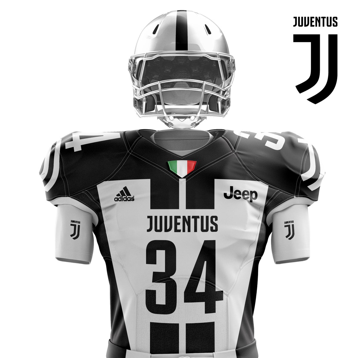 El uniforme de la 'Juve' si fuera un equipo de futbol americano