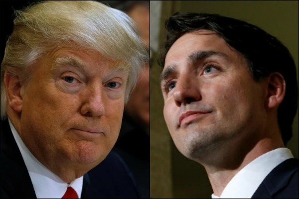 El presidente de Estados Unidos, Donald Trump, y el primer ministro de Canadá, Justin Trudeau.