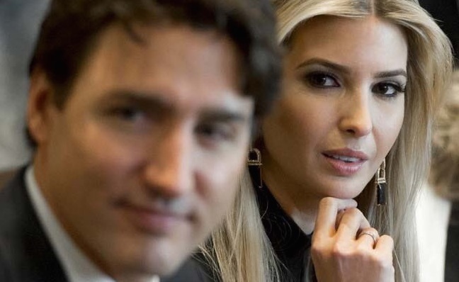 Ivanka Trump y el primer ministro canadiense, Justin Trudeau.