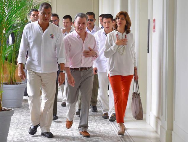 Rafael Correa y Juan Manuel Santos.