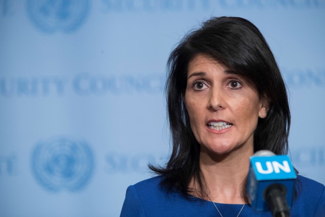 La embajadora de EU ante la ONU, Nikki Haley.