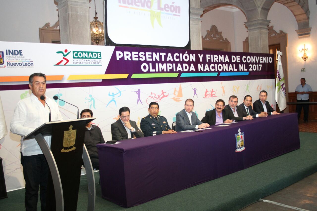 El Estado firmó un convenio con la Conade para llevar a cabo en Nuevo León la Olimpiada Nacional 2017. 