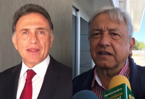 El gobernador de Veracruz, Miguel Ángel Yunes, y el líder de Morena, Andrés Manuel López Obrador. 