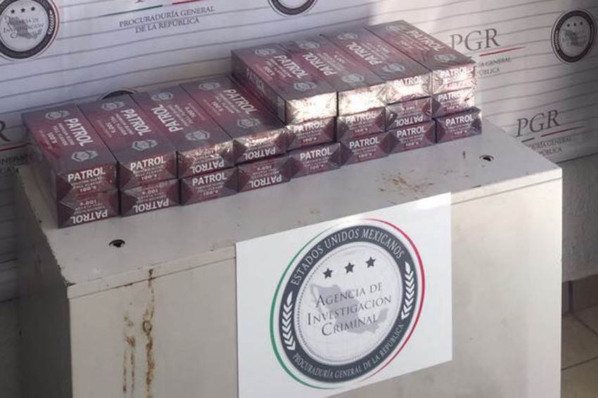 Asegura PGR en Acuña, Coahuila cuatro mil cigarros extranjeros.