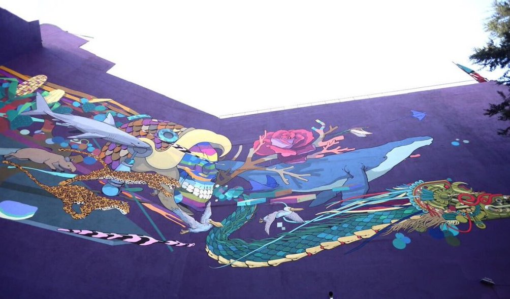 El mural esta en el edificio Juana de Arco, ubicado en la calle Tlaxcoaque, en la colonia Centro.