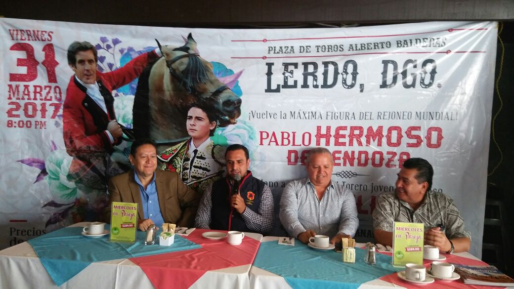 El rejoneadro Pablo Hermoso de Mendoza, se presentará en Lerdo el 31 de marzo.