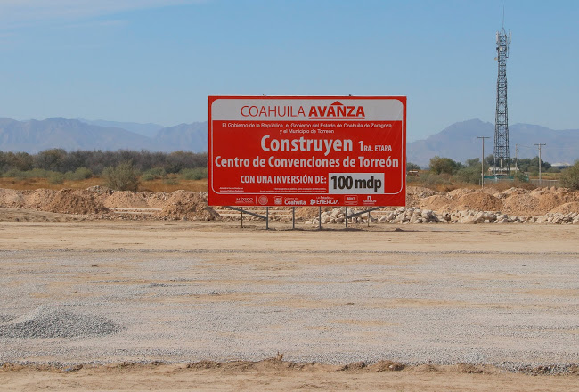 En Torreón, la obra del Centro de Convenciones lleva un avance del 35%.