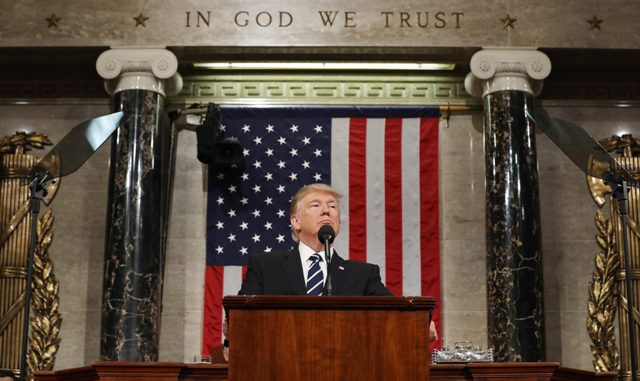 El presidente de EU, Donald Trump, ante el Congreso.