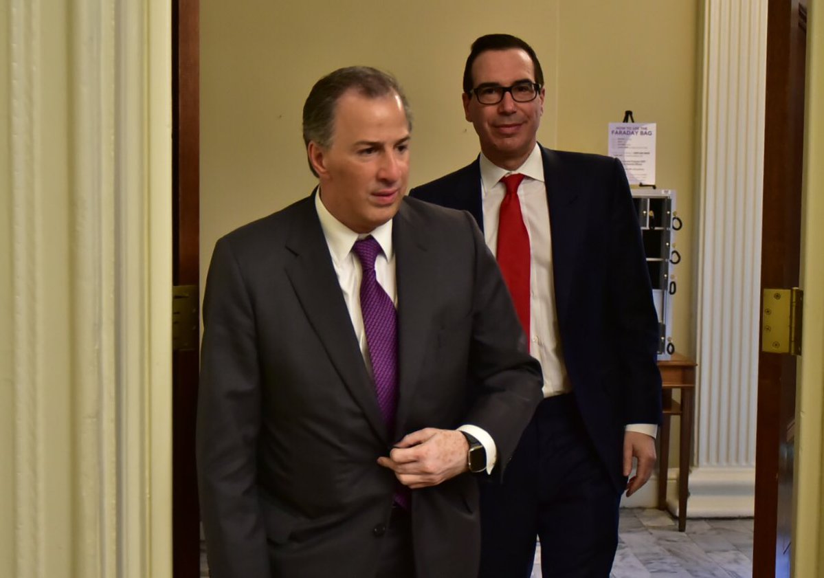 El secretario de Hacienda, José Antonio Meade, después de su primera reunión con el secretario del Tesoro de EU. 