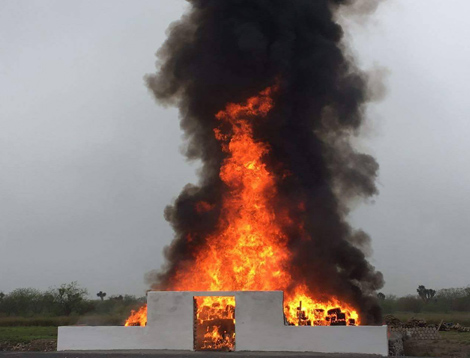 El evento de incineración se llevó a cabo en las instalaciones de la Séptima  Zona Militar, en el municipio de Escobedo.