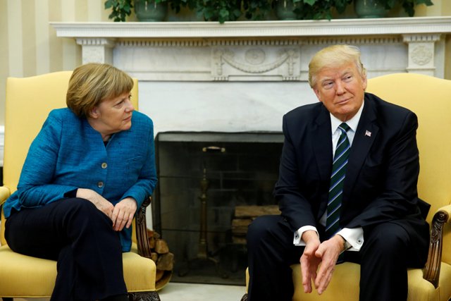 Angela Merkel y Donald Trump en la Oficina Oval.