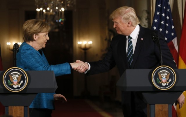 Angela Merkel y Donald Trump en la Casa Blanca.
