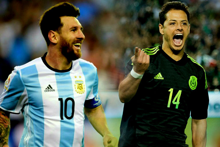 Lionel Messi, de Argentina, y 'Chicharito' Hernández, de México