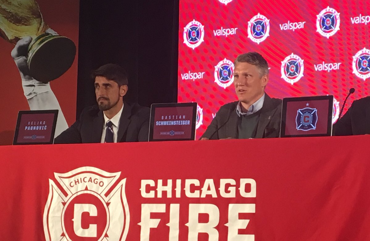 Bastian Schweinsteiger en su presentación con el Chicago Fire