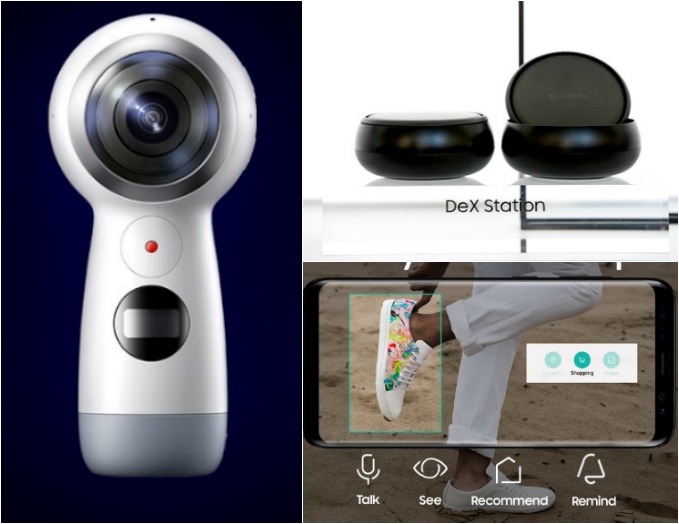 Una nueva cámara Gear 360°, un asistente digital y una base para utilizar tu teléfono en la computadora, fueron otras de las novedades de Samsung. 