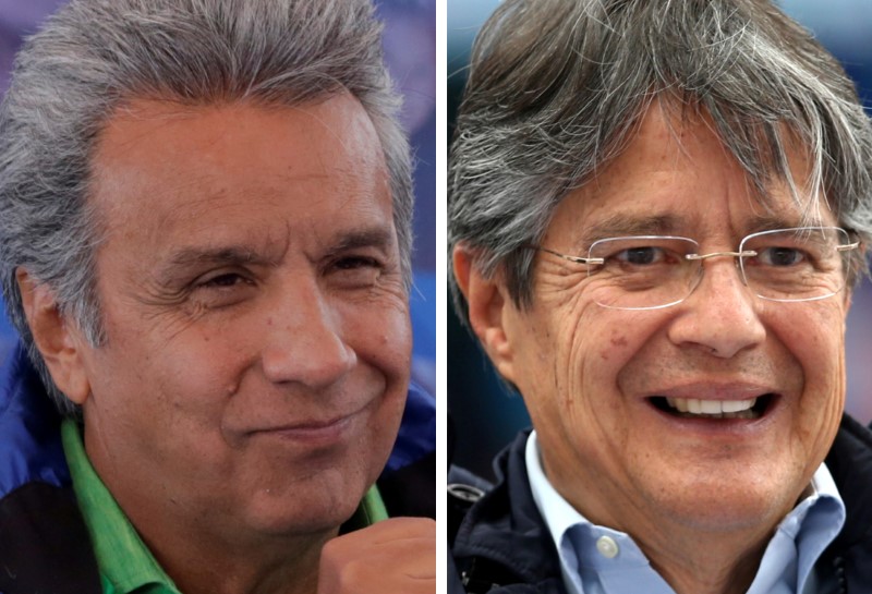 Lenín Moreno del oficialista Movimiento Alianza PAIS, y Guillermo Lasso, del Movimiento CREO. 
