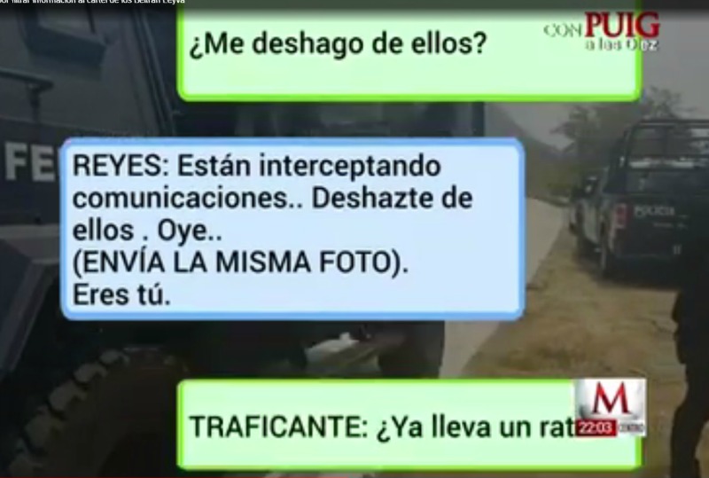 Mensajes entre Iván Reyes Arzate, jefe en la Policía Federal, y Ángel Domínguez, un ex operador del cártel de los Beltrán Leyva.