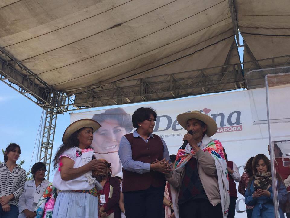 Delfina Gómez durante un evento en Huixquilican, CLV