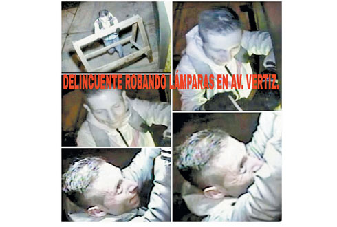 Imágenes de un sujeto robando sobre la calle Vértiz. 