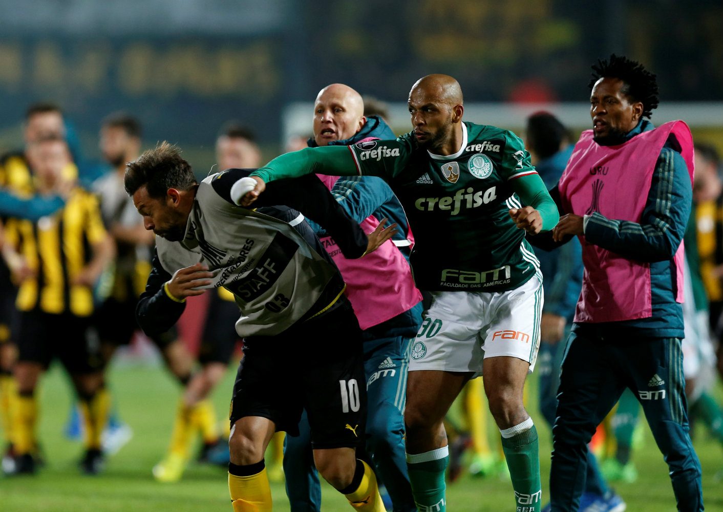 Partido entre Palmeiras y Peñarol que terminó en pelea