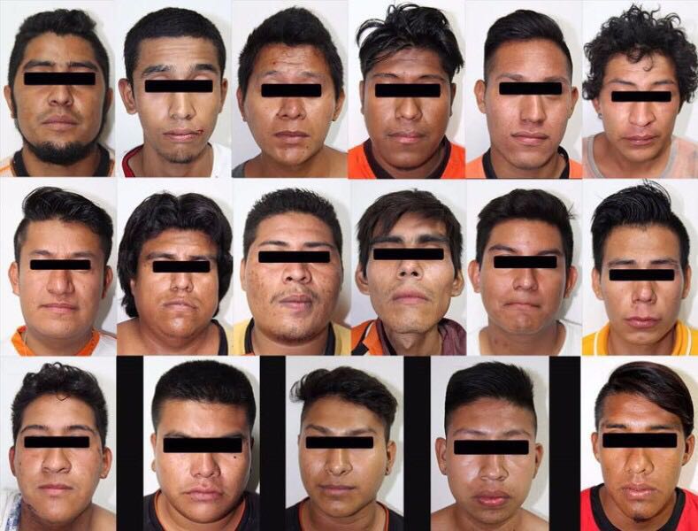 Los detenidos tras la invasión al Estadio de de Jaguares. 