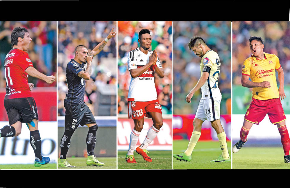 Nicolás Castillo,Aviles Hurtado, Oribe Peralta, Raul Ruidiaz y Matías Alustiza pelean el título de goleo del Clausura 2017 en la última jornada.