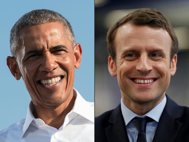 Barack Obama y Emmanuel Macron.