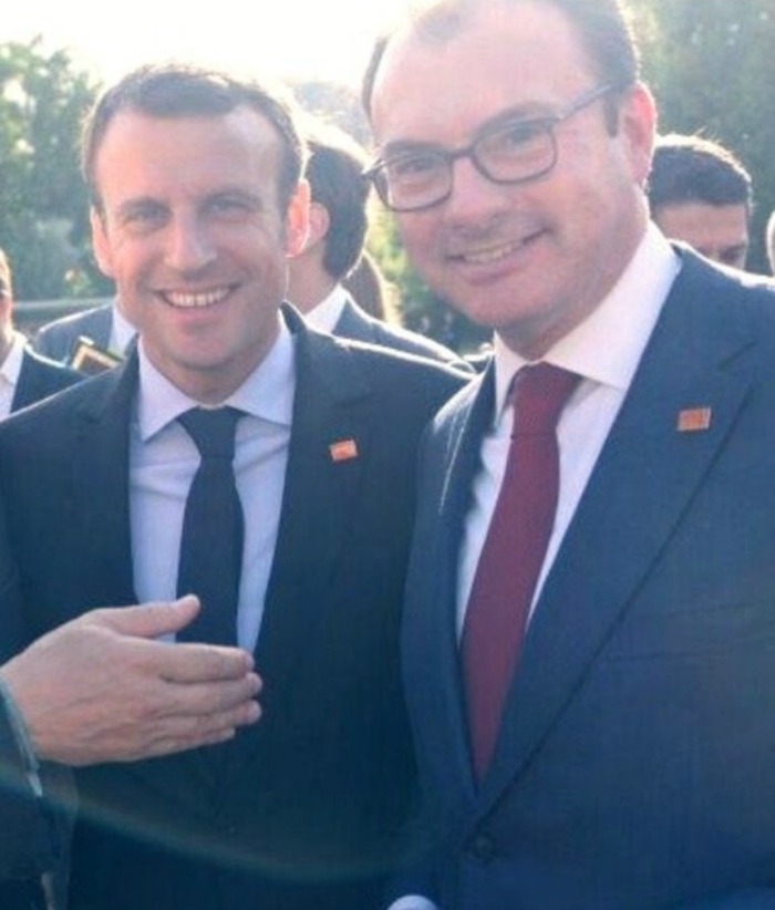 Emmanuel Macroy y el titular de exteriores, Luis Videgaray.