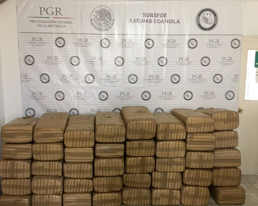 PGR Coahuila asegura en cateo 406 kilos de mariguana.