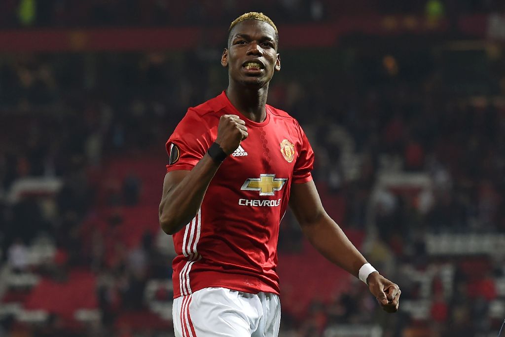 Pogba celebra el pase del United a la Final de la Europa League 