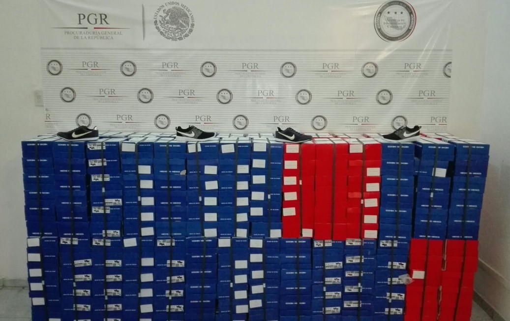 Se aseguraron 336 pares de  calzado falsificado. 