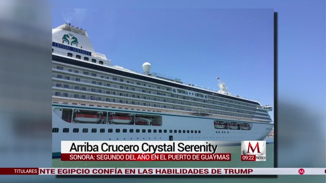 El Crucero Crystal Serenity, arriba en el puerto de Sonora