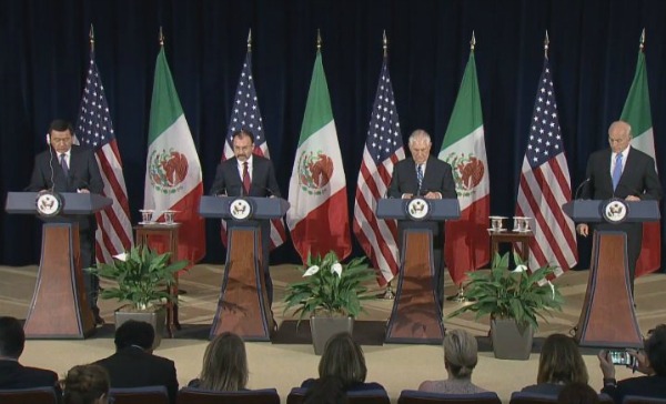 Mensaje de funcionarios de México y de EU tras sostener una reunión en la que hablaron de seguridad.