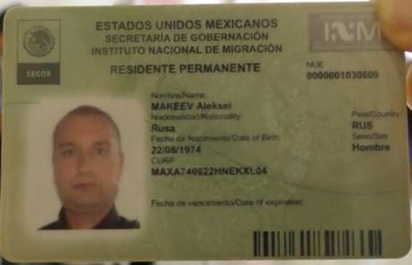 Alexei Viktorovich Makeev, de 45 años, llegó en 2015 a Cancún, con carta de residente expedida por el Instituto Nacional de Migración.